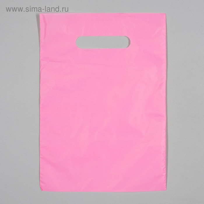 Пакет полиэтиленовый, с вырубной ручкой, розовый, 20 х 30, 33 мкм - Фото 1
