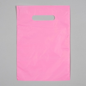 Пакет полиэтиленовый, с вырубной ручкой, однотонный розовый, 20?30, 33 мкм (комплект 50 шт)