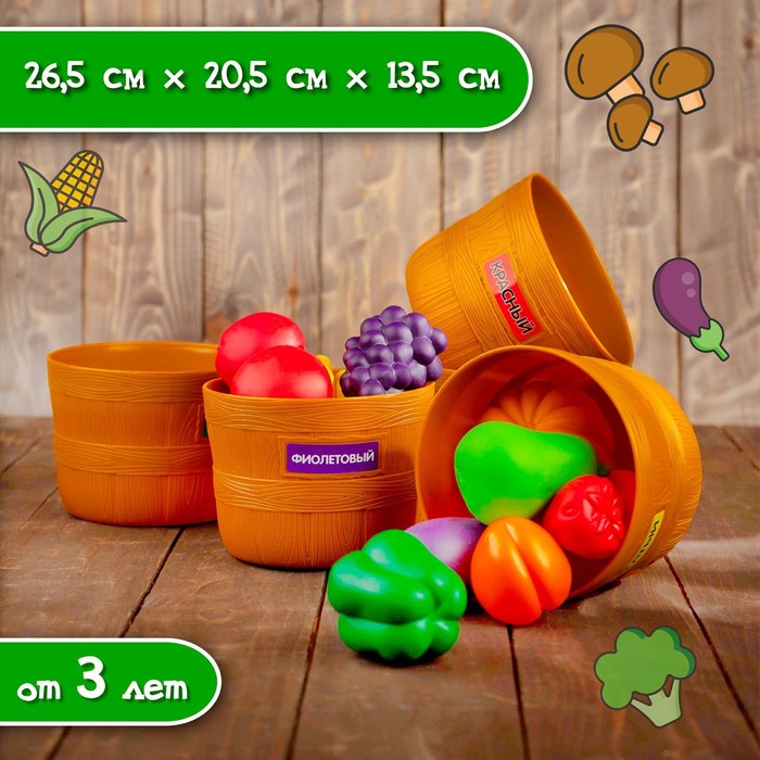 Набор для сортировки «Разноцветный урожай», по методике Монтессори - фото 1898254209