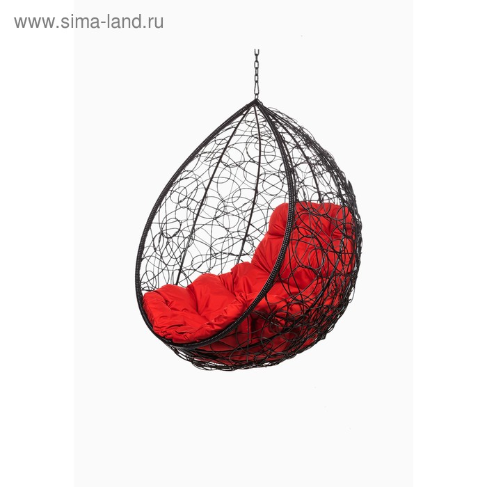 Подвесное кресло «Tropica Black BS», без стойки, с красной подушкой - Фото 1