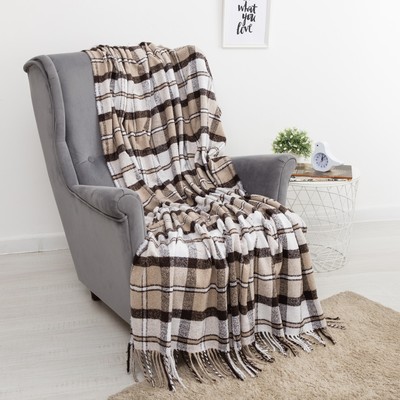 Плед Palermo 140х200 см, бел/пес/кастор рап.4, шерсть 20%, пан 40%, пэ40%