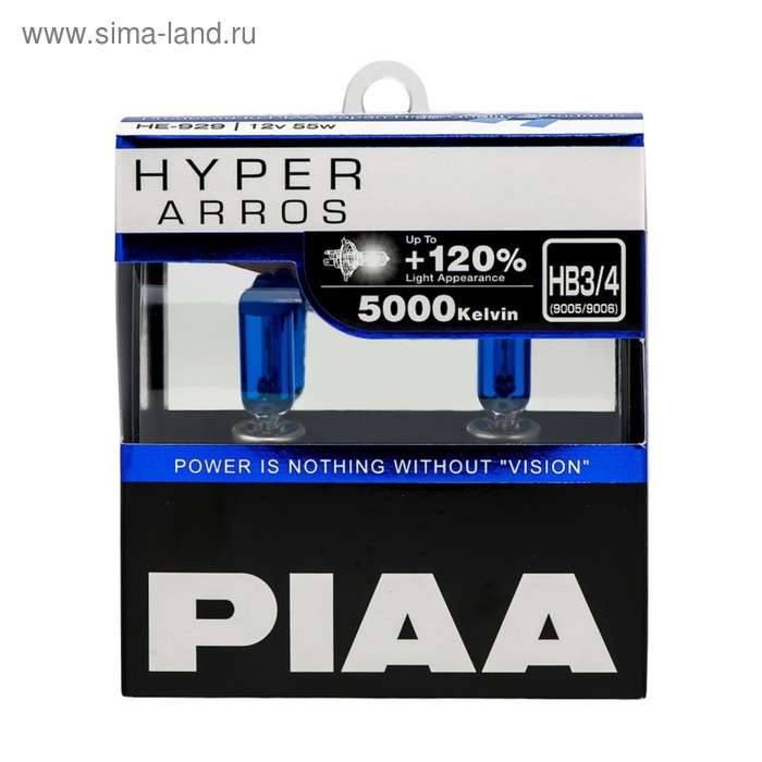 Лампа автомобильная PIAA HYPER ARROS 5000K, Hb3/4, 12В, 55 Вт, набор 2 шт, HE-929-HB3HB4 - Фото 1