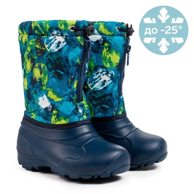 Сапоги зимние детские из ЭВА с комбинированным верхом синий, размер 34-35