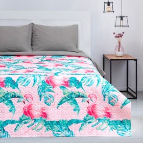 Покрывало "Этель" 2 сп Tropical flamingo, 175*210±2 см, микрофибра