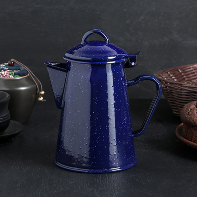 Кофейник эмалированный «Синий мрамор», 800 мл, 14×11.5×18 см, цвет синий