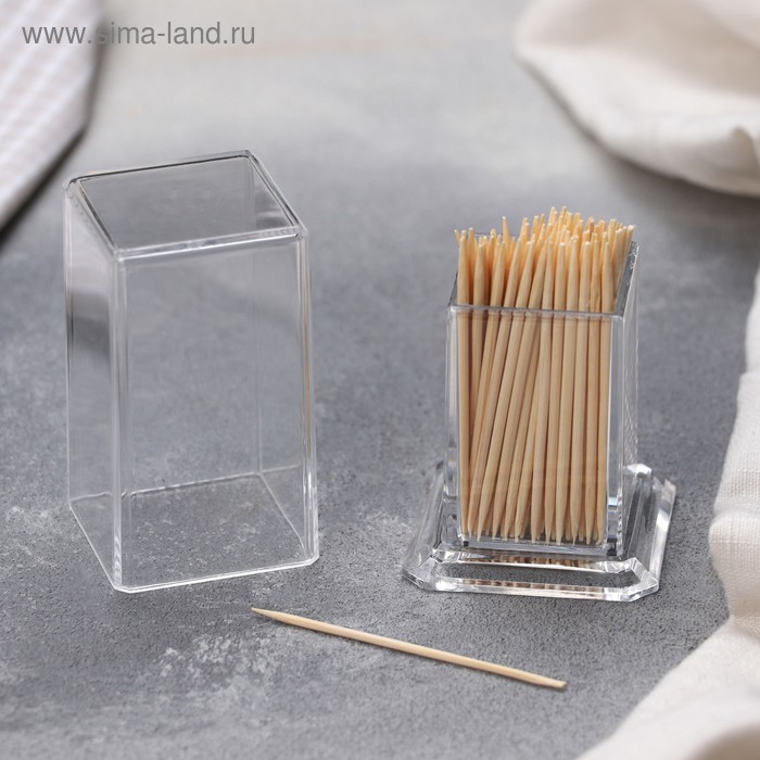 Подставка под зубочистки Доляна, 5×5×7.5 см, прямоугольная, прозрачная - Фото 1