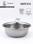 Миска Доляна «Мэйли», 800 мл, 17×6.5 см, толщина 0.33 мм, нержавеющая сталь - Фото 1
