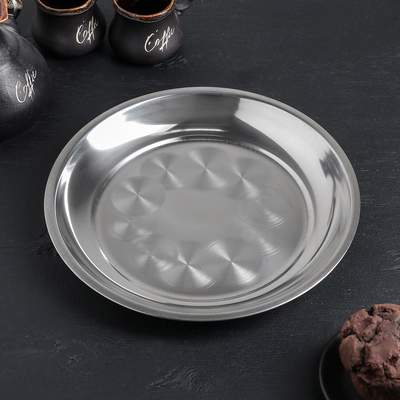 Поднос «Мэйли», 25×2.5 см, толщина 0.33 мм, нержавеющая сталь, серебристый