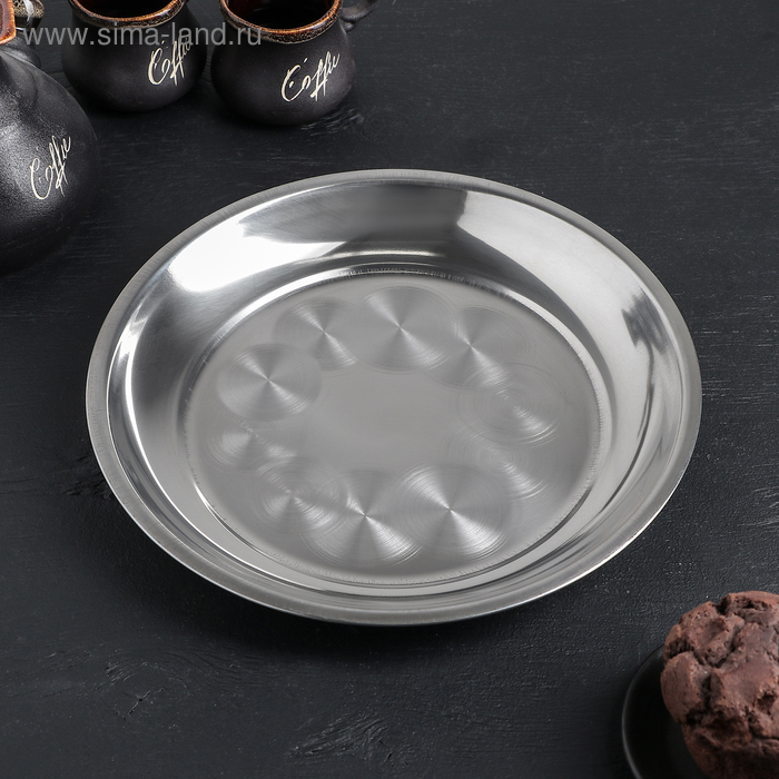 Поднос «Мэйли», 25×2.5 см, толщина 0.33 мм, нержавеющая сталь, серебристый - Фото 1