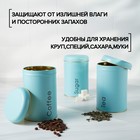 Набор банок для сыпучих продуктов Sugar Coffee Tea, 10×17 см, 3 шт, цвет голубой - фото 4526964