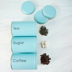 Банки жестяные для хранения сыпучих продуктов Sugar Coffee Tea, 1,05 л, 10×17 см, 3 шт, цвет голубой - Фото 4