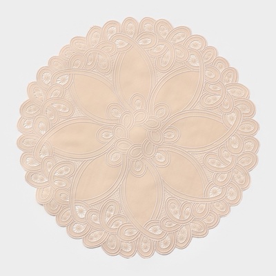 Салфетка ажурная «Цветок», d=38 см, бежевая