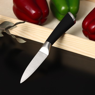 Нож для овощей кухонный Доляна Venus, лезвие 9 см, цвет чёрный