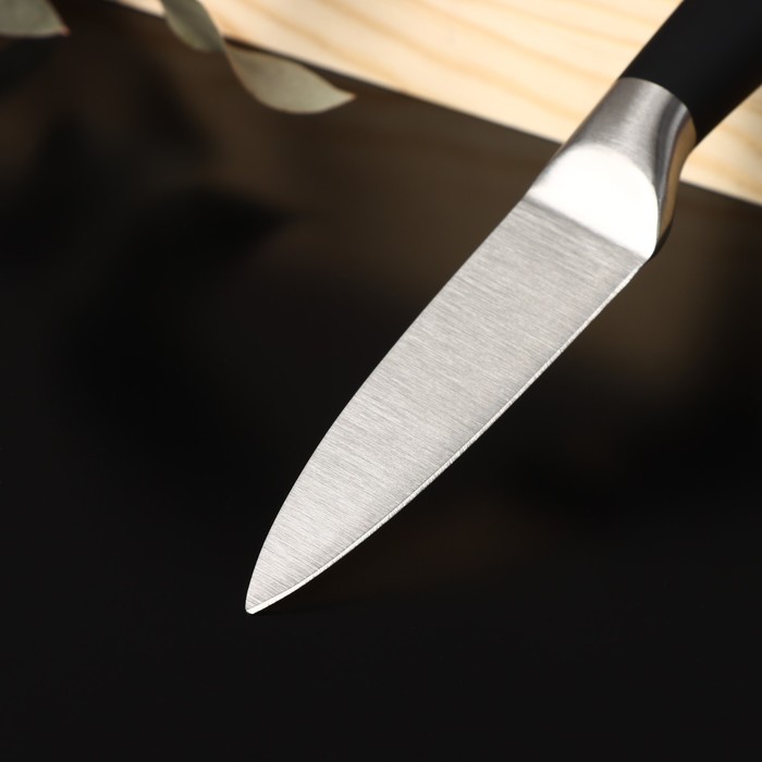 Нож для овощей кухонный Доляна Venus, лезвие 9 см, цвет чёрный - фото 1908510129