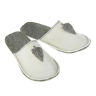 Тапочки для бани и сауны, мужские, войлок, серо-белые - Фото 2