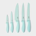 Набор кухонных принадлежностей «Клауд», 6 предметов: 5 ножей, овощечистка из керамики, бирюзовый - Фото 2