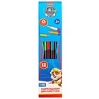 Цветные карандаши, 12 цветов, двусторонние, Щенячий патруль - Фото 7