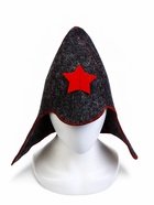 Шапка для бани и сауны «Будёновка», полиэфир, шерсть, серая - Фото 2