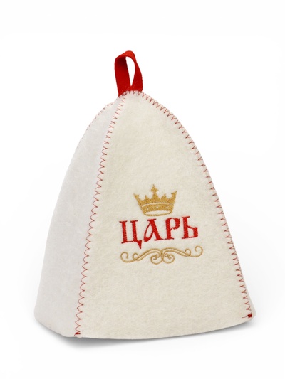 Шапка для бани и сауны «Царь», полиэфир 70%, шерсть 30%, белая