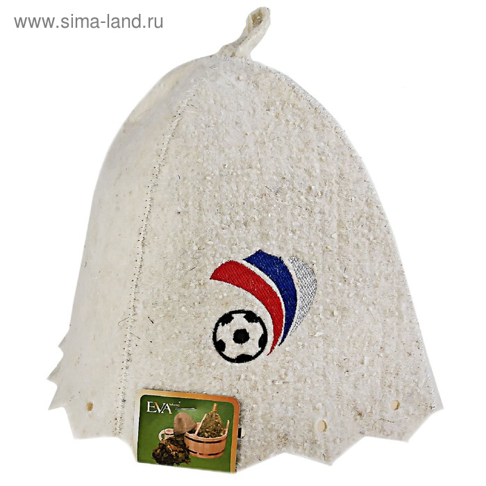 шапка банная белая с вышивкой  Футбол  арт Б40FOK - Фото 1