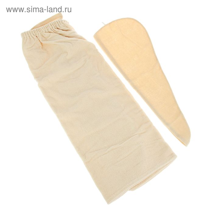 комплект для бани жен.,махра,размер XXLчалма,парео. микс - Фото 1