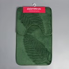Набор ковриков для ванной и туалета Доляна «Тропики», 2 шт, 40×50 см, 50×80 см, цвет зелёный - Фото 9