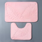 Набор ковриков для ванной и туалета Доляна «Тропики», 2 шт, 40×50 см, 50×80 см, цвет розовый - Фото 2