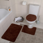 Набор ковриков для ванны и туалета 3 шт 37х44, 40х50, 50х80 см "Связанный" цвет коричневый - Фото 1