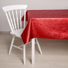 Клеёнка на стол на тканевой основе, ширина 137 см, рулон 20 метров, цвет красный - Фото 2