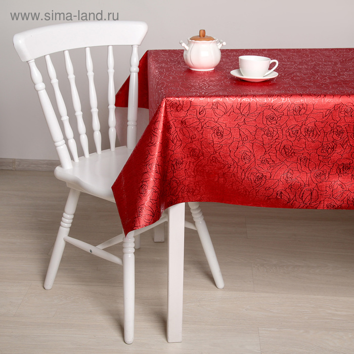 Клеёнка на стол на тканевой основе, ширина 137 см, рулон 20 метров, цвет красный - Фото 1