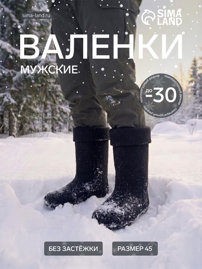Валенки мужские, размер 45 (32), чёрные