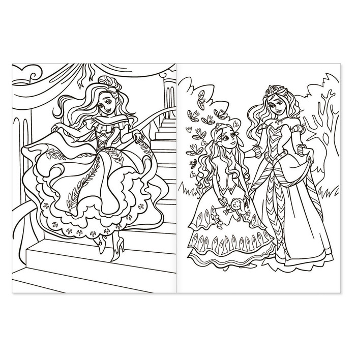 Раскраска «Сказочные принцессы», 16 стр., формат А4 - фото 1908510280
