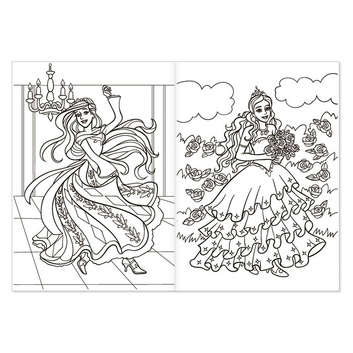 Раскраска «Сказочные принцессы», 16 стр., формат А4 - фото 1908510281