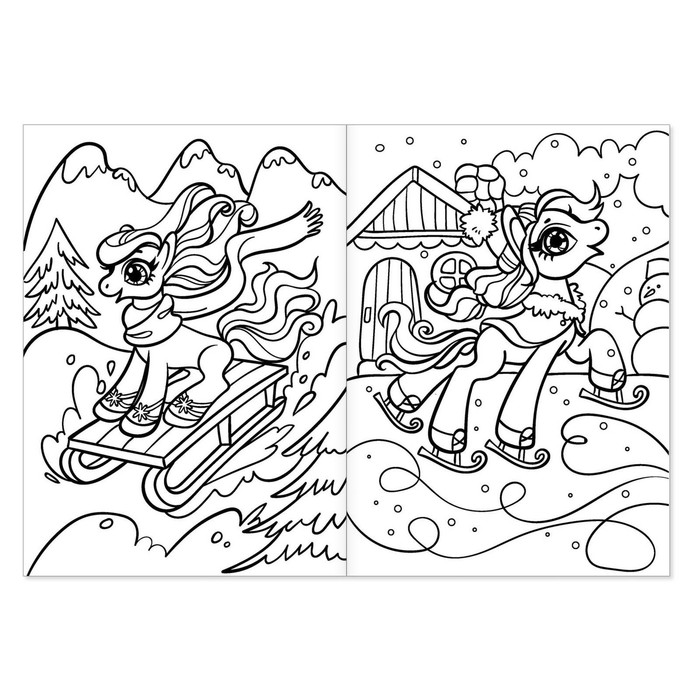 Раскраски для девочек набор «Пони», 4 шт. по 16 стр., формат А4 - фото 1908510297