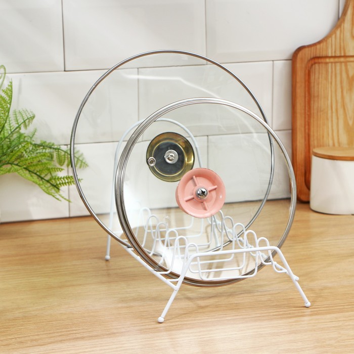 Подставка для крышек Доляна, 28.5×14×16.5 см, белая