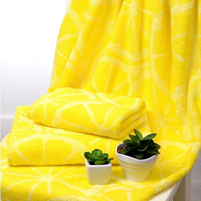 Полотенце махровое Lemon color, 100х150 см, цвет жёлтый - фото 1877553009