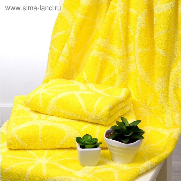 Полотенце махровое Lemon color, 100х150 см, цвет жёлтый - Фото 1