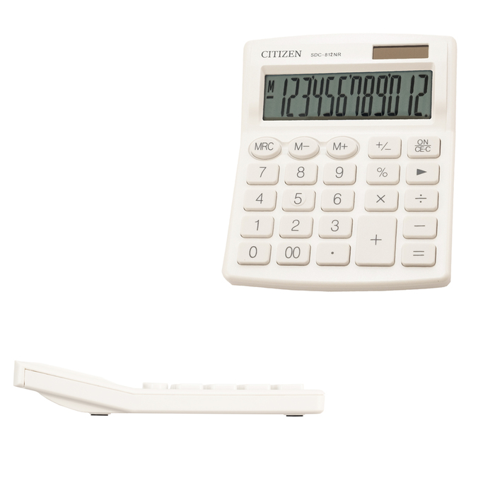 Калькулятор настольный Citizen 12-ти разрядный 102 х 124 х 25 мм, 2-е питание, белый