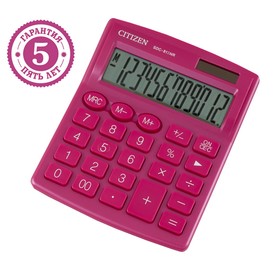 Калькулятор настольный Citizen 'SDC-812NR', 12-разрядный, 102 х 124 х 25 мм, двойное питание, розовый