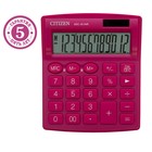 Калькулятор настольный Citizen "SDC-812NR", 12-разрядный, 102 х 124 х 25 мм, двойное питание, розовый - Фото 2