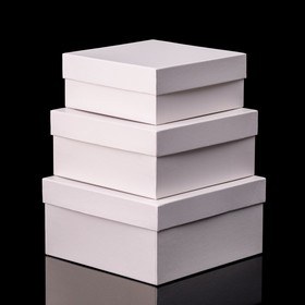 Набор коробок 3 в 1 "Белый жемчуг", 19 х 19 х 9,5 - 15,5 х 15,5 х 6,5 см