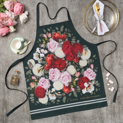 Фартук «Этель» Flowers, 60×70 см, 100% хлопок, саржа 190 г/м²