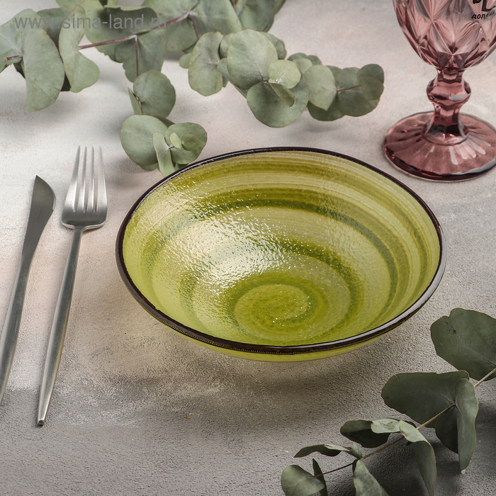 Салатник стеклянный Magistro «Карамель», d=18 см, цвет зелёный - Фото 1