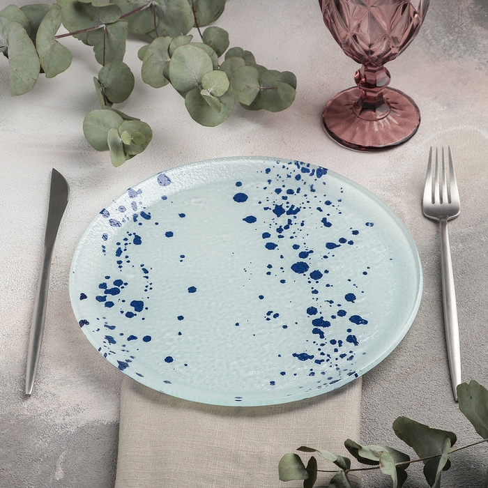 Тарелка стеклянная обеденная Magistro «Дали», d=25 см, цвет голубой - фото 1908510698