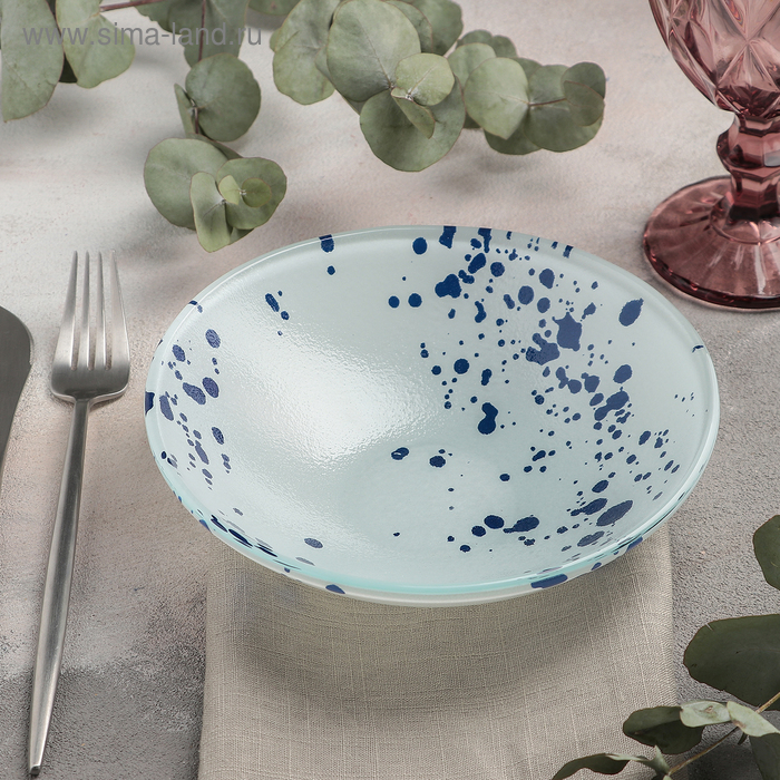 Салатник Magistro «Дали», d=18 см, стекло, голубой - Фото 1