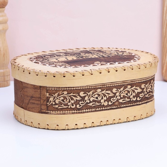 Хлебница-батонница с крышкой «Собор», 30×18×10 см, береста - Фото 1