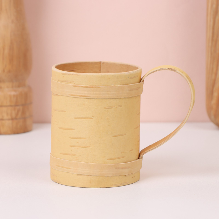 Кружка средняя, 6×6×7,5 см, 150 мл, береста - Фото 1