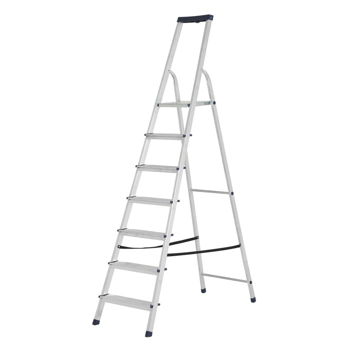 Стремянка ТУНДРА, алюминиевая, с органайзером, 7 ступеней, 1460 мм - Фото 1
