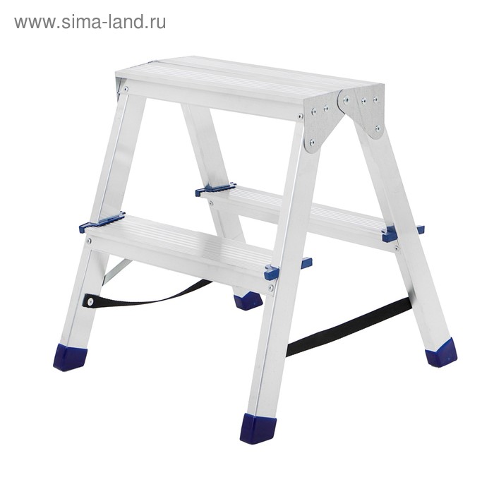 Стремянка ТУНДРА, алюминиевая, двухсторонняя, 2 ступени, 430 мм - Фото 1
