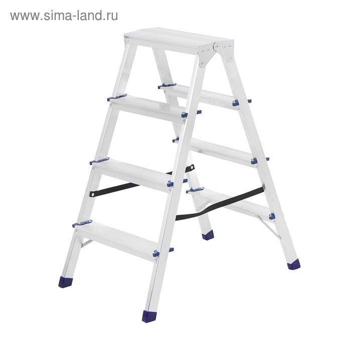 Стремянка ТУНДРА, алюминиевая, двухсторонняя, 4 ступени, 860 мм - Фото 1